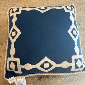 Anthropologie Navy and White 20” Square Pillow. set of 2